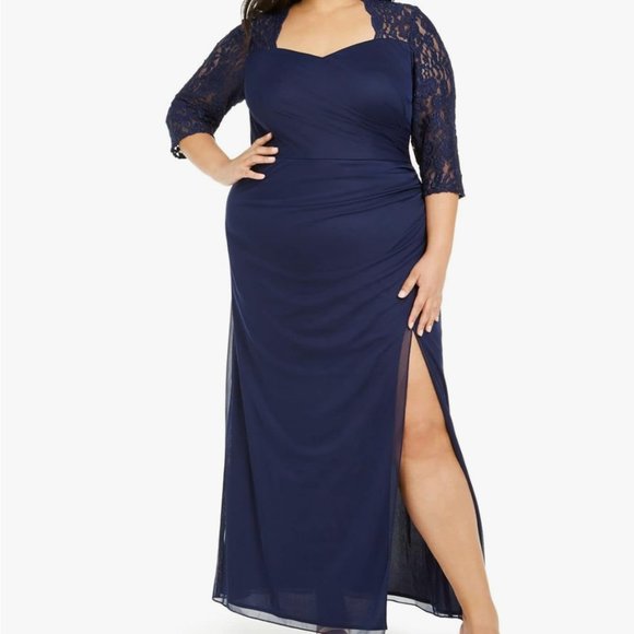 Alex Evenings Women's Plus Size Long Sleeve Sweetheart Neckline Dress size 18 - Picture 1 of 11